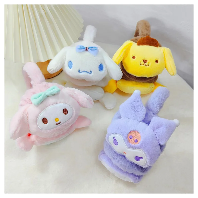 

Кавайная плюшевая кукла с аниме Sanrioed My Melody Cinnamoroll Kuromi Purin Dog, теплые ушные теплые Мультяшные милые осенне-зимние наушники