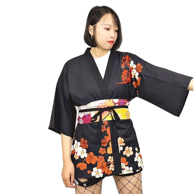 Женское кимоно кардиган японская одежда рубашка хаори Оби юката Пляжное летнее