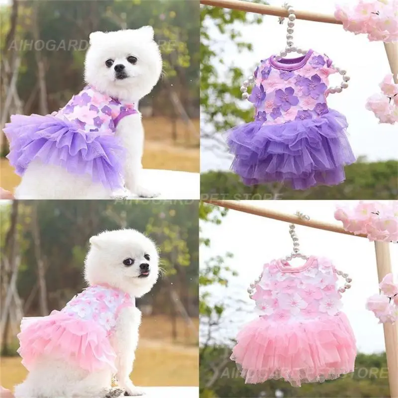 Summer Sweet Princess Dog Dress Stripe Puppy Skirt Cat Clothes Peach Flower Pet Chihuahua York Wedding Dresses YZL