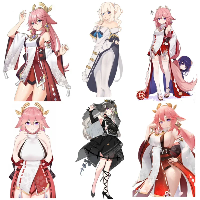 Yae Mikov автомобильная наклейка Genshin Impact Барбара наклейки аниме девушка Fischl