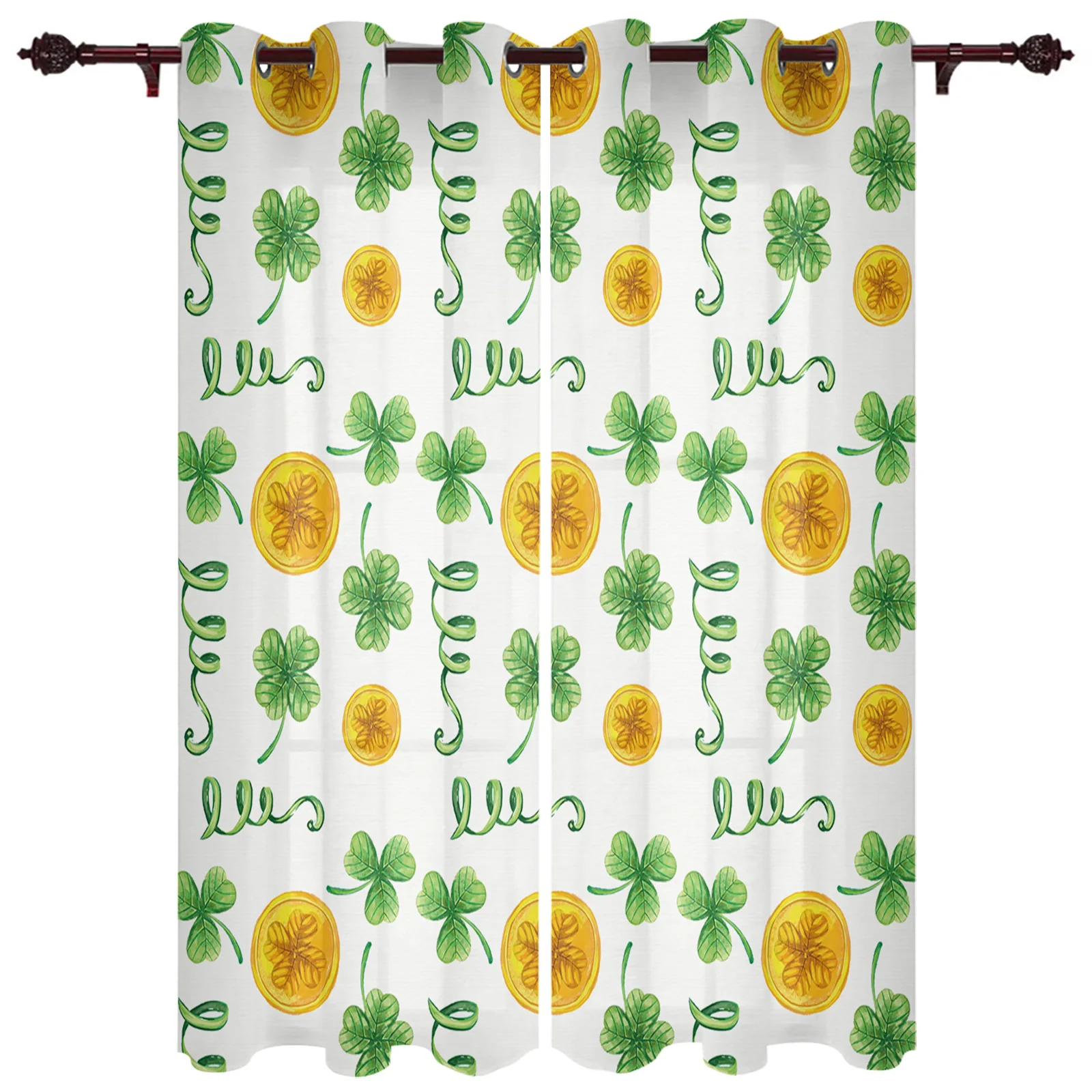 

Занавески с золотыми монетами ко Дню Святого патрикса, шторы для гостиной, современные кухонные занавески, шторы для окна спальни