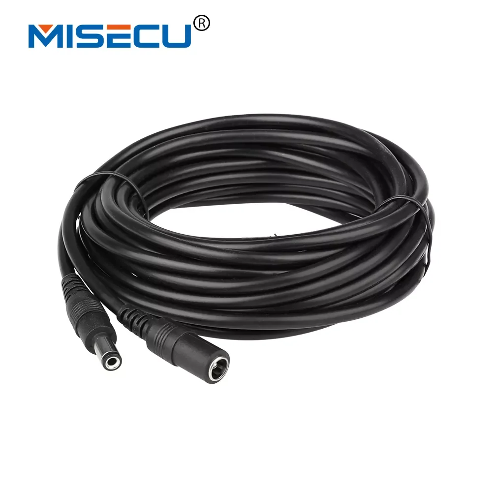 

MISECU DC Power Extension Cable Jack Socket To 5.5mmx2.1mm Male Plug For CCTV Security Camera Black 16.5Feet 5M 10m power cable