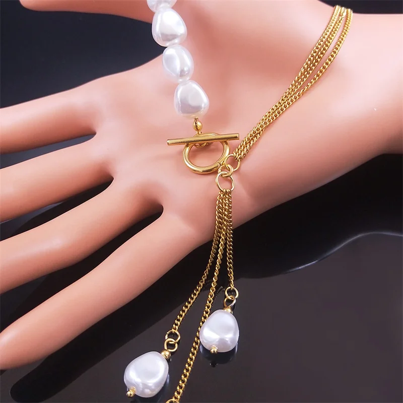 Ожерелье с длинной кисточкой и искусственным жемчугом в стиле барокко