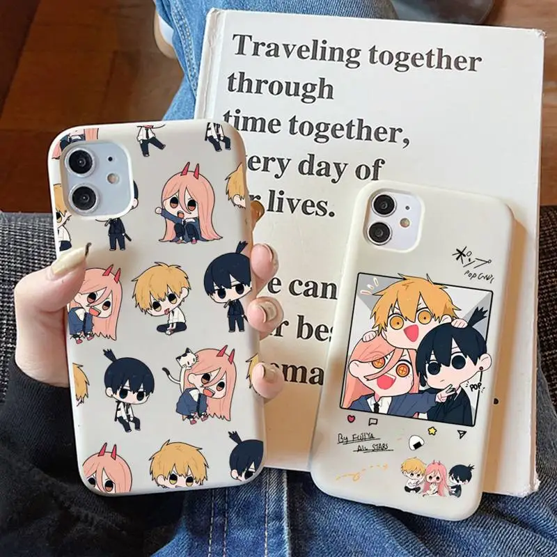 

Chainsaw Man Anime Makima Phone Case for iPhone 11 12 13 Mini Pro Xs Max 8 7 6 6S Plus X XR Solid Candy Color Case