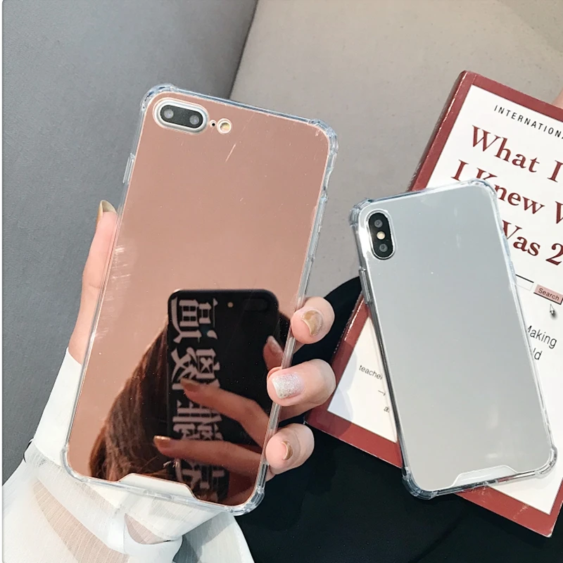 Airbag Full View Mirror Case for Iphone 14 Plus 13 12 11 Pro MAX 6s 8 7 Plus X XS Max XR SE 2020 Shockproof Silicon Phone Cover