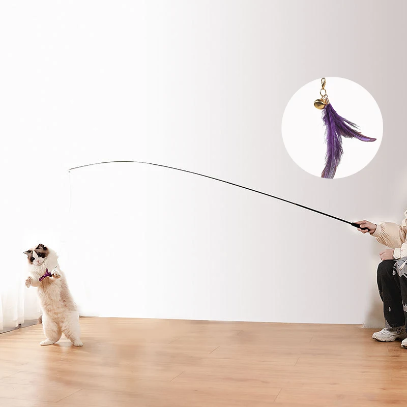 

Super Long 1.8m Retractable Cat Toy Fishing Cat Funny Feather Bell Cat Stick Toy Pet Cat Interactive Training Playing Wand Toy
