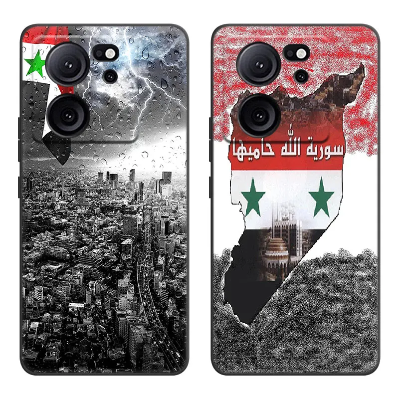 Черный мультяшный чехол с сирийским флагом для Xiaomi 13T Pro 12T 12 11 Lite NE 11T Redmi Note Plus 12S 10S