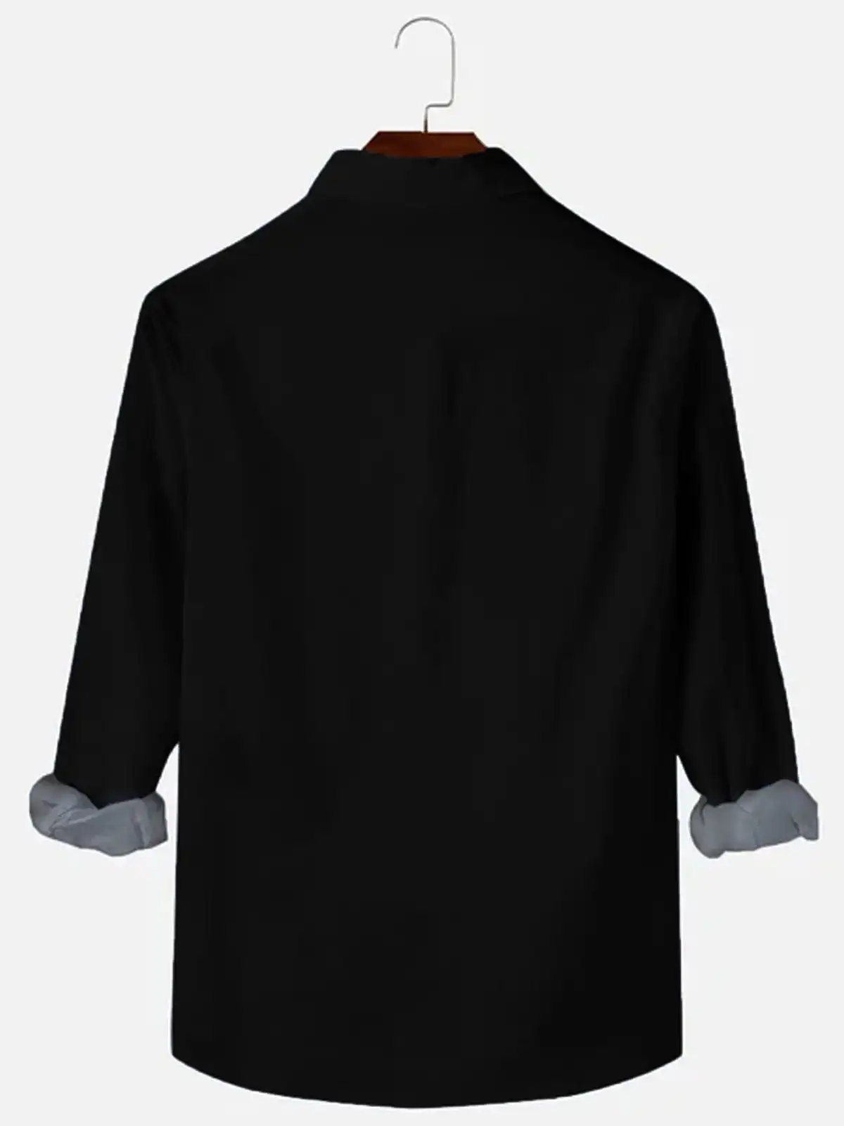 Mens Black Note Cotton-Blend Casual Series Long Shirts