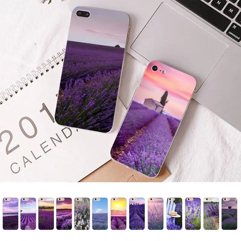 

Simple lavender Purple flowers Phone Case For iPhone 8 7 6 6S Plus X SE 2020 XR XS 14 11 12 13 Mini Pro Max Mobile Case