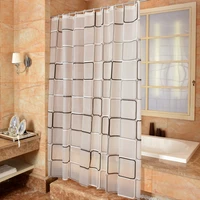 bathroom shower curtain 3d waterproof mildew proof peva bath curtains environmental modern square plaid door curtain with hooks