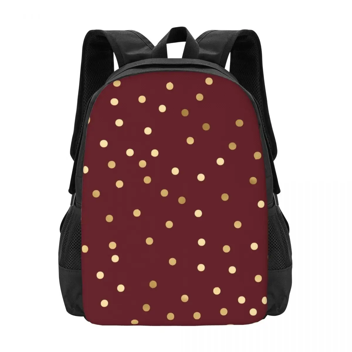 

Gold Dot Print Backpack Gold Polka Dots Boy Girl Polyester Trekking Backpacks Soft Casual School Bags Rucksack