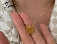 joolim jewelry wholesale no fade middle vintage matte brushed square necklace waterproof gold jewelry