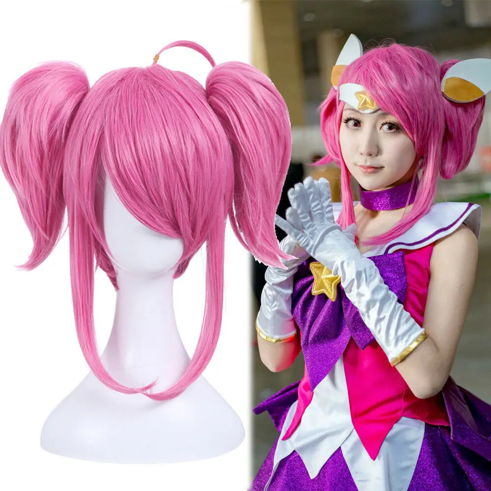 LOL the Lady of Luminosity Lux Star Guardian Розовый парик для косплея с хвостиками