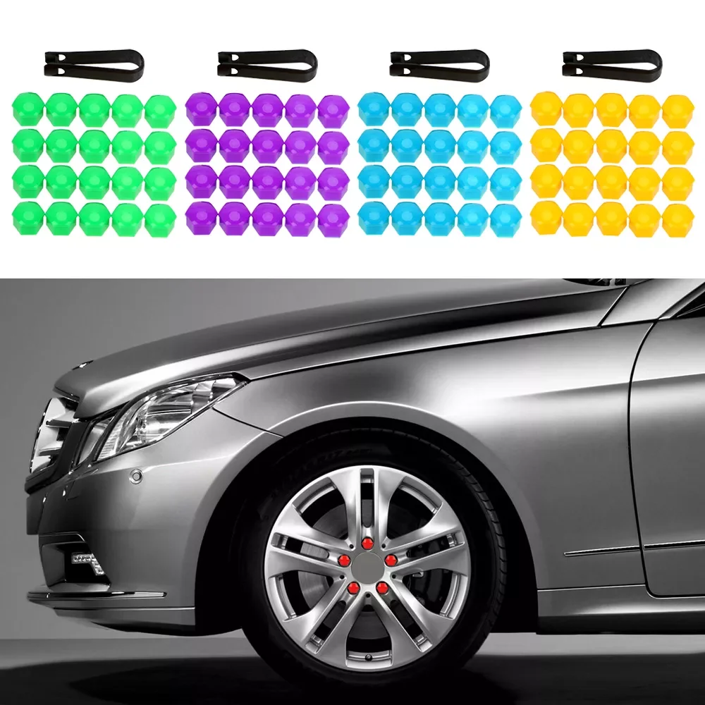 

20Pcs 17mm 19mm 21mm Wheel Nut Bolt Head Cover Cap Protective Bolt Caps Exterior Decoration Protecting Bolt Rims Silver