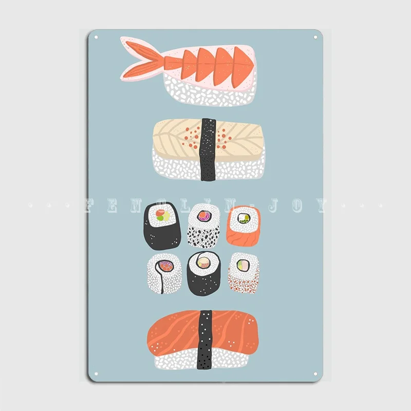 Рулон суши Maki Nigiri металлический плакат с табличкой Клубная домашвечерние