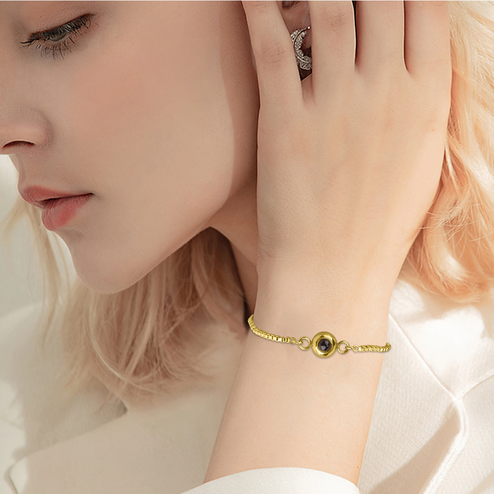 Photo customizable braceletPersonalized Circle Photo Projection Bracelet Couples Christamas Day Gift Custom Jewelry Birthday Lov