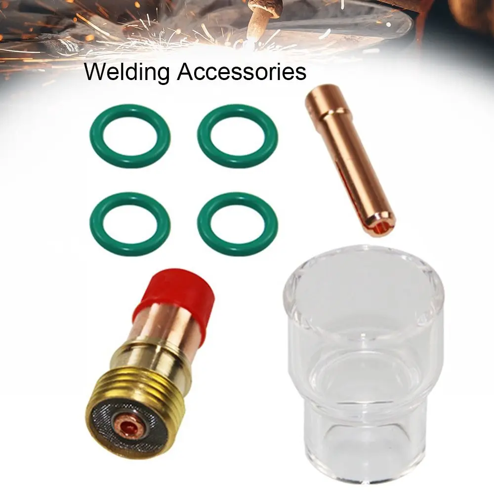 

Durable Replacement Tools Welding Accessories Gas Lens #12 Pyrex Glass Cup Kit Tig Welding Torch Stubby Collets Body