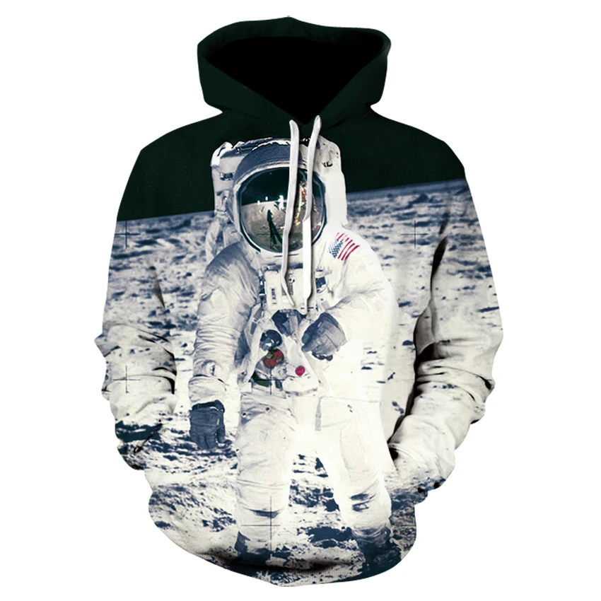 

Casual Astronaut Space Galaxy Hoodies 2022 Men Pullover Hooded Sweatshirt Fashion Long Sleeve Moon Landing 3d Hoodies