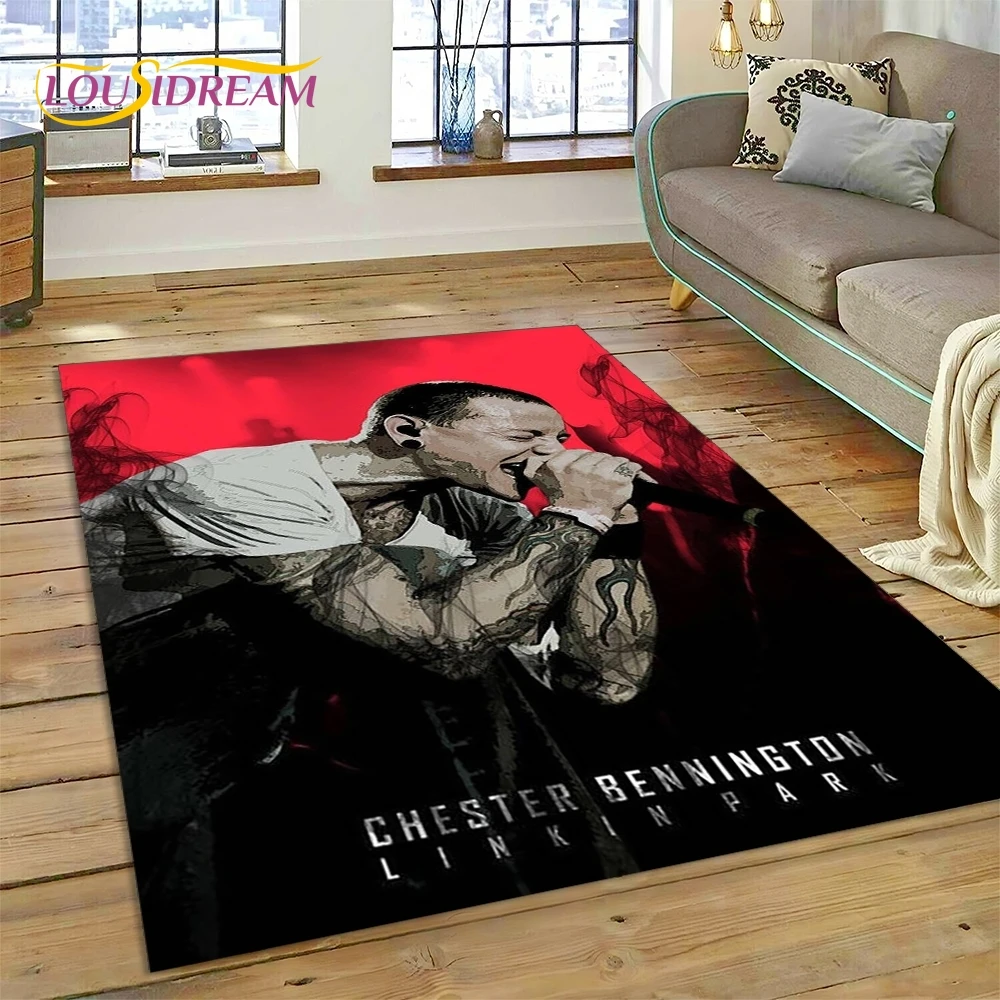 Фото Ковер HD Retro Rock Band 3D L-Linkin Park для гостиной, спальни, домашнего декора, напольный коврик, нескользящий декоративный коврик для дивана, придверный коврик №2