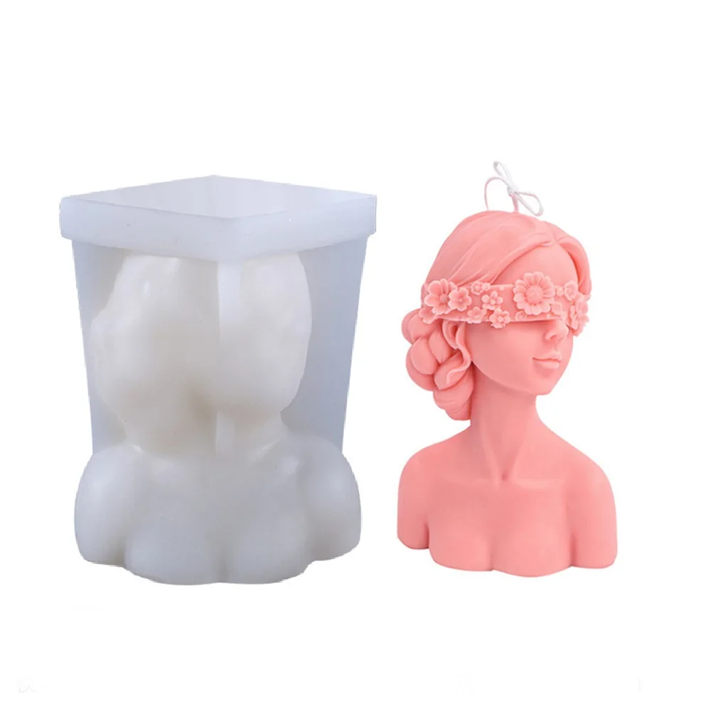 

New Closed-Eye Girl Aromatherapy Candle Mould Blindfolded Debate Beauty Plaster Resin Mold Silicone Mold Candle Making Molds