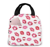 unisex food warmer bag lunch bags for women girls men teen boys love lipstick lunch tote box for work school travel and picnic