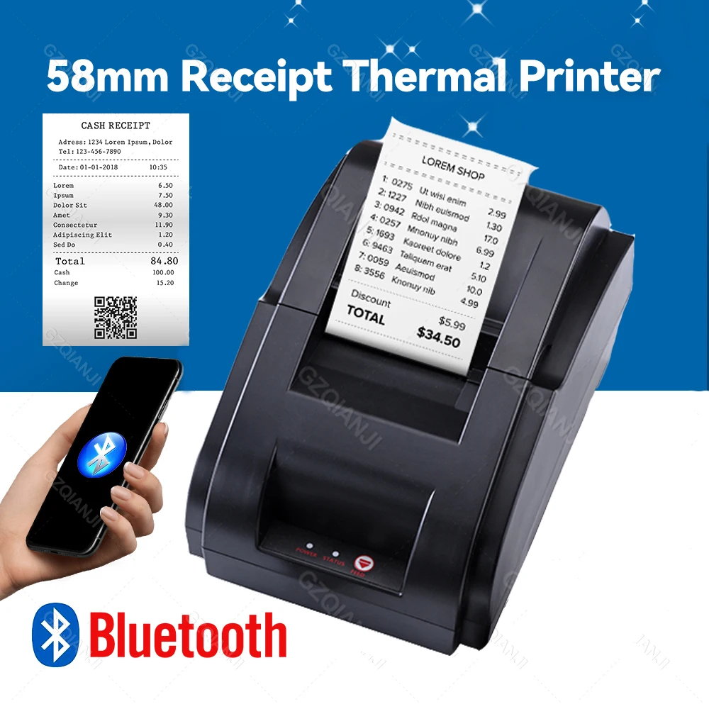 58 мм Термопринтер для ресторана портативный POS-терминал платеж бизнеса USB Bluetooth