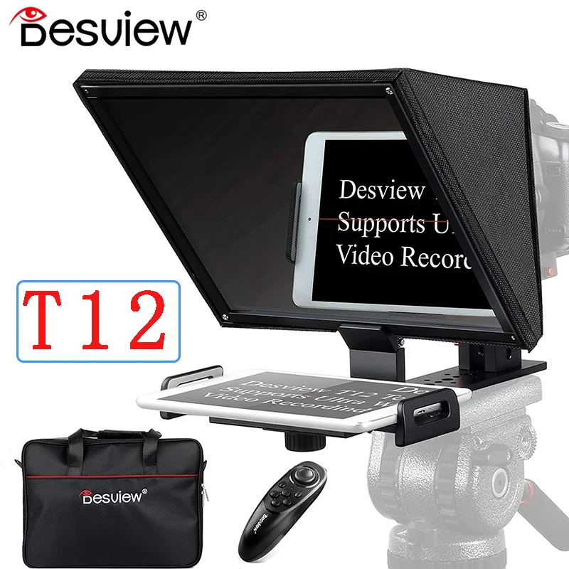 

Desview T12 Teleprompter Cellphone & Tablet Prompting DSLR Camera Recording with Remote Control Portable Foldable