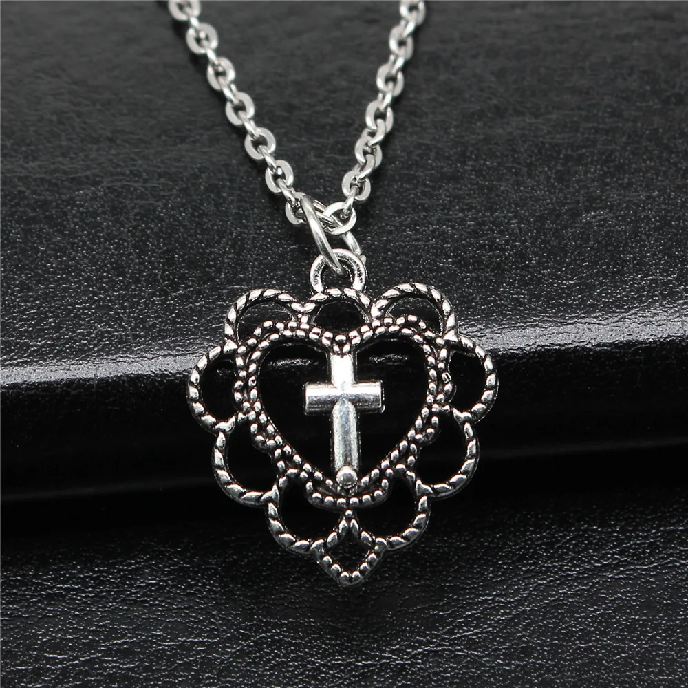 Прямая поставка ожерелья серебряного цвета под старину 22x20 мм крест в форме