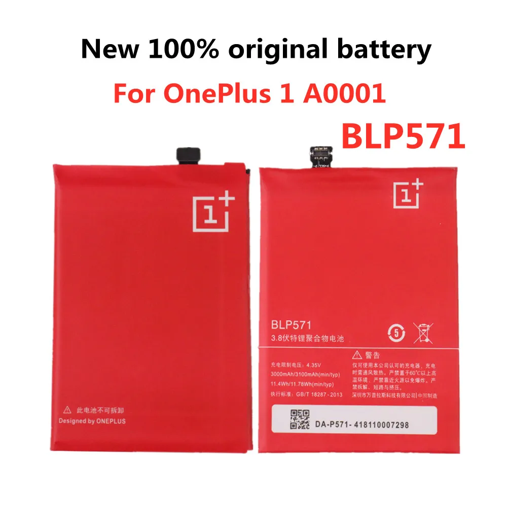 

New OnePlus 1+ Original BLP571 3100mAh Battery For Oneplus 1 One plus 1 A0001 Mobile Phone High Quality Replacement Batteries