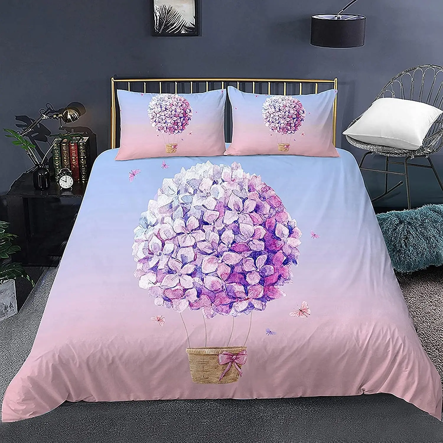 

Hot Air Balloon Duvet Cover Set King Queen Full Size Polyester Comforter Cover for Kids Boys Girls Bedding Set with Pillowcase