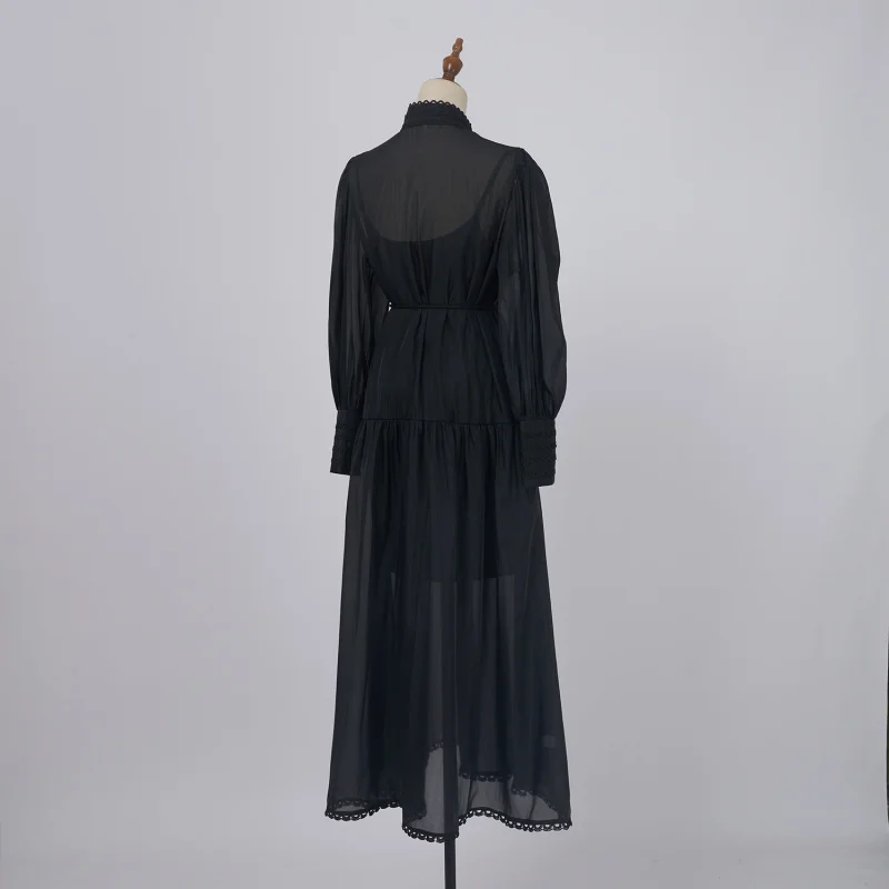 Real Shot Spot однотонное длинное платье из органзы во французском стиле легкое