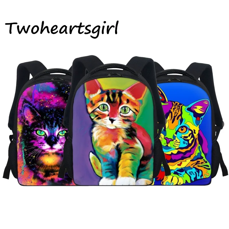

Twoheartsgirl Cartoon Cat Design Children Mini Backpack Kindergarten Kids Schoolbags Zipper Primary Students Bookbags Mochila
