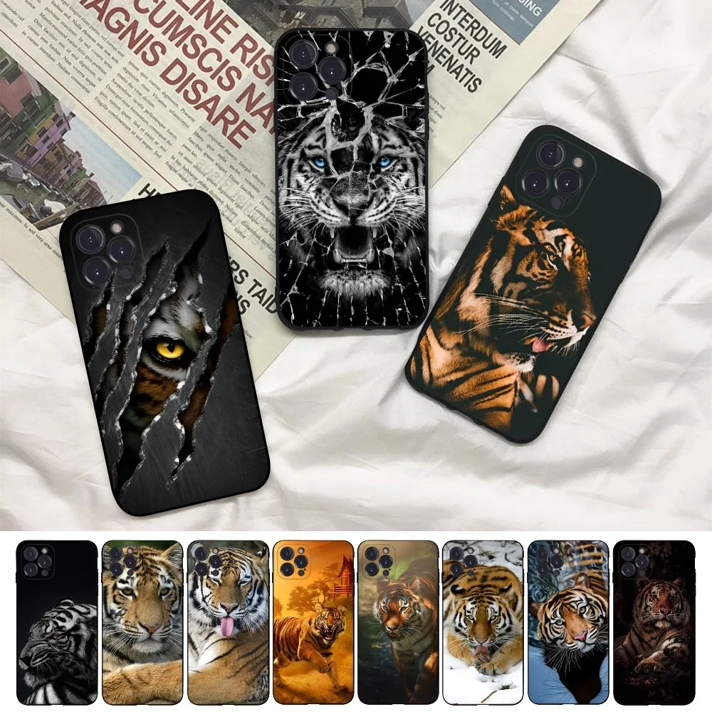 

Animal Tiger Lion Phone Case For iPhone 14 13 12 Mini 11 Pro XS Max X XR SE 6 7 8 Plus Soft Silicone Cover