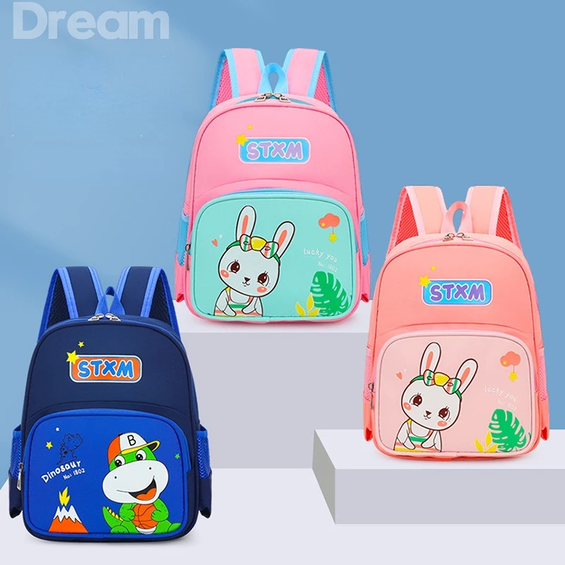 New Children's School Bag Cartoon Cute Rabbit Dinosaur Kindergarten Waterproof Backpacks for Boys and Girls Large Capacity