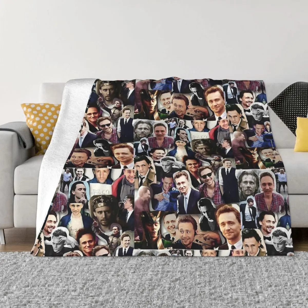 

Tom Hiddleston Excellent Producer Musician Blanket Flannel Collage Cozy Soft FLeece Bedspread