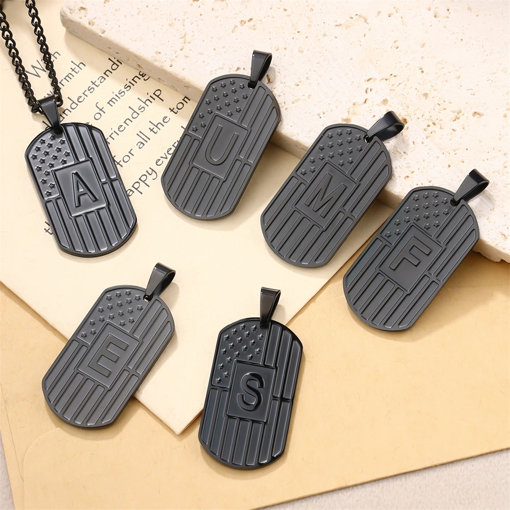 Модное ожерелье с подвеской в стиле хип-поп черным американским флагом и 26