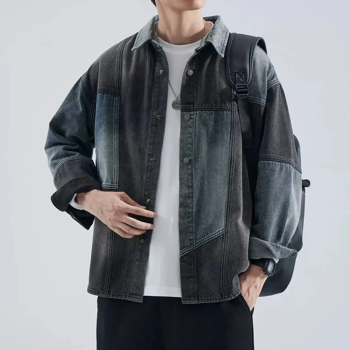 Винтажная джинсовая куртка в американском стиле для мужчин модная стирка