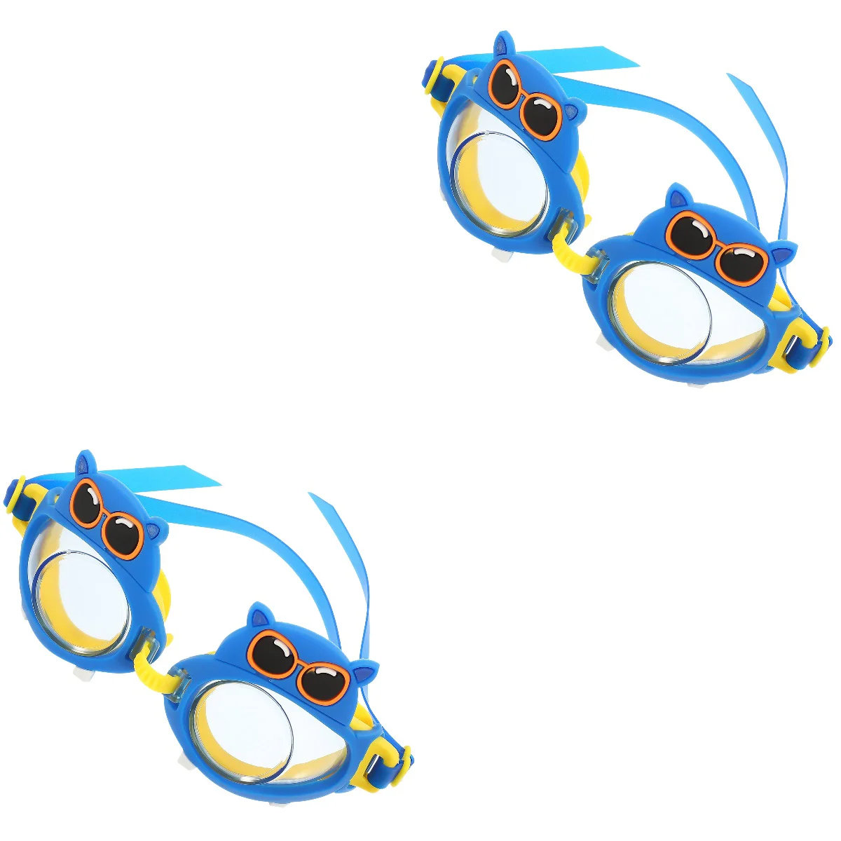 

2 Pack Clear Glasses Cartoon Swimming Goggles Kid Kids Summer 17.5X6.5CM 3-6 Blue Silica Gel Pool Hat Girl