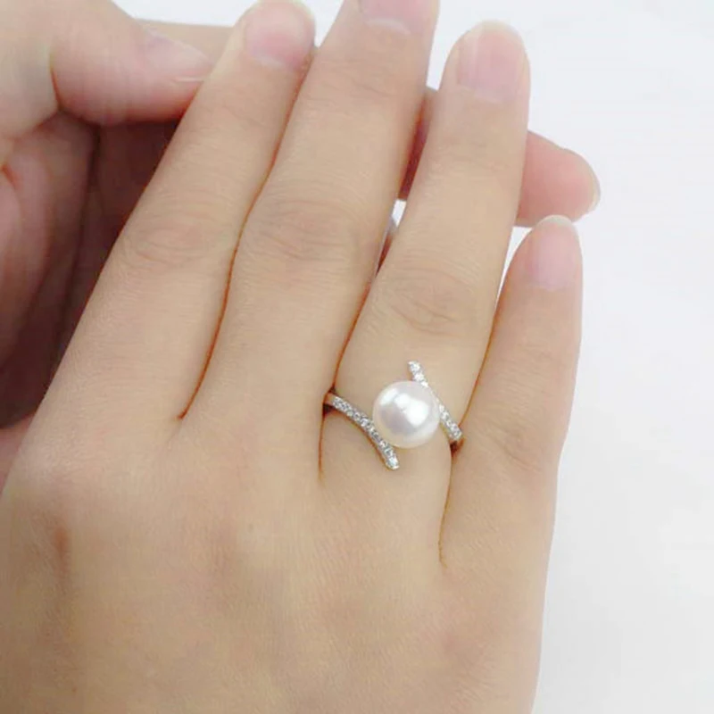 

Fashion Elegant White Imitation Pearl Rings Wedding Engagement Ring for Women Twist Crystal Ring Luxury Jewelry Accessories