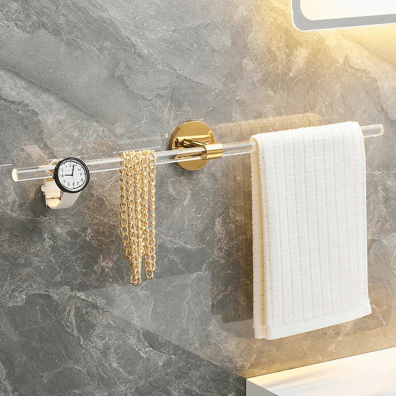 Rack Acrylic Material Roll Paper Towel Rack Gold Silver Waterproof Wall Hanging Slipper Rack Kitchen Equipment