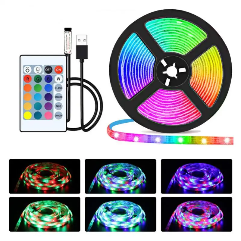 

Rgb Led Light Strip Remote Control 16 Colors Usb Decorative Lighting Flashlights Infrared 24 Key Light Strip Flexible Lighting
