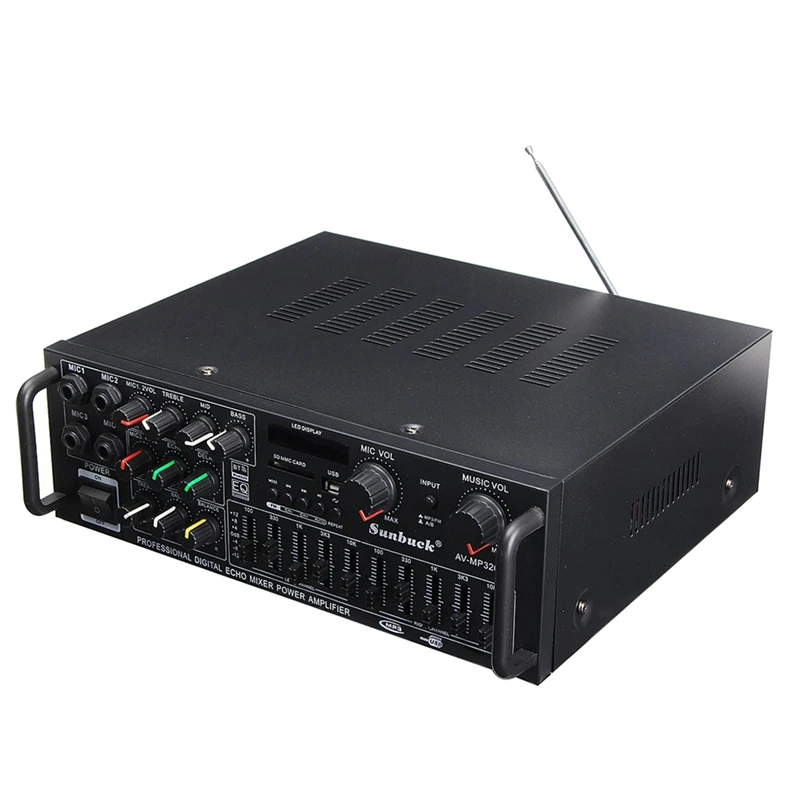 

SUNBUCK 2000W Bluetooth 5.0 Channel Audio Power HiFi Amplifier 326BT 12V/220V AV Amp Speaker with Remote Control(EU Plug)
