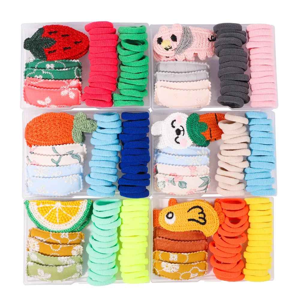 Детские плетеные заколки для волос в виде мультяшных животных в коробке, набор для детской резинки, галстуки, головной убор, детский подарок