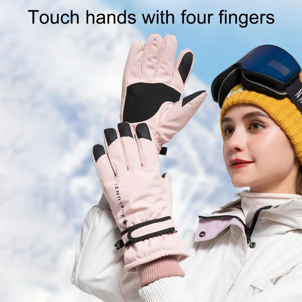 1 Pair Sport Gloves Waterproof Winter Gloves Touch Screen Thread Cuff Cycling Gloves Keep Warm Thermal Skiing Gloves for Cycling