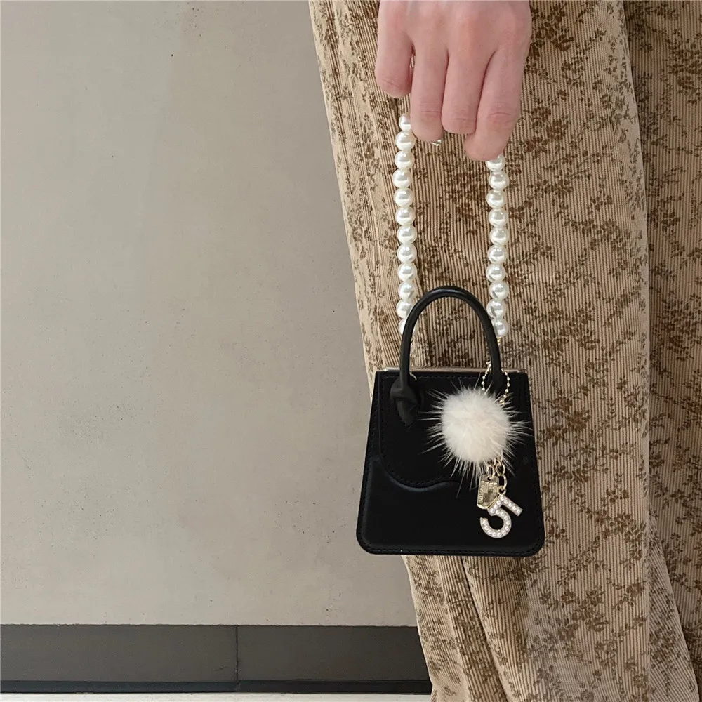 Корейский модный кожаный чехол с жемчужинами и цепочкой для Samsung Galaxy Z Flip5 Flip4 Flip6