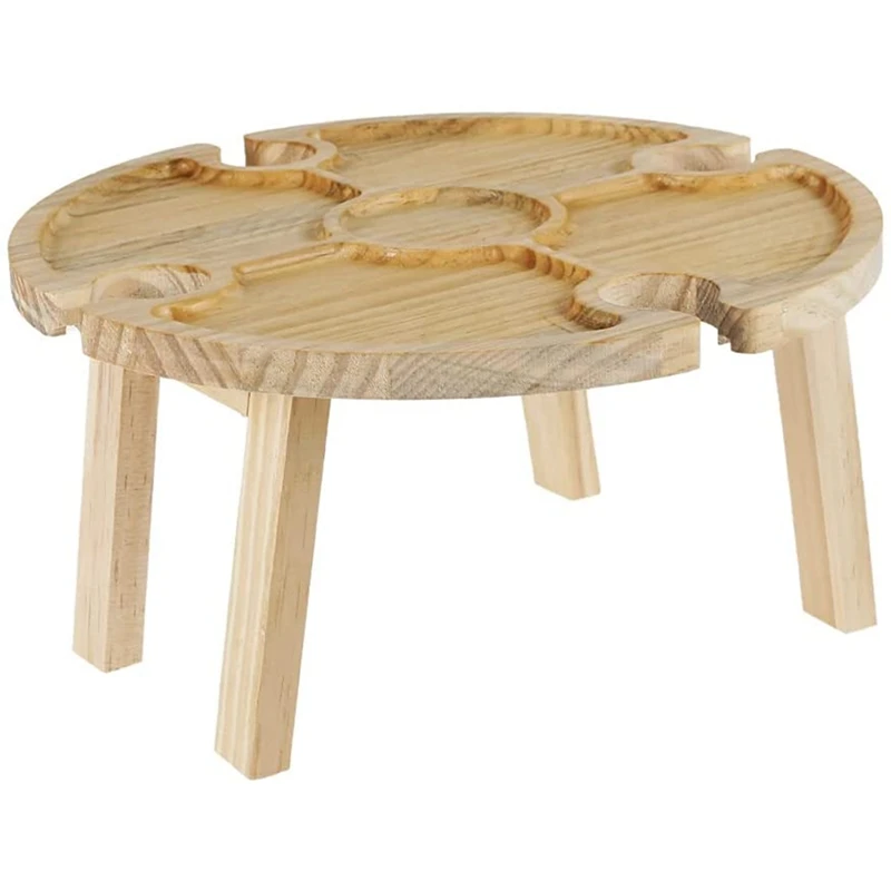 

Деревянный складной стол для кемпинга, портативный мини-стол, креативный 2 в 1 стеллаж для бокалов и ячеек