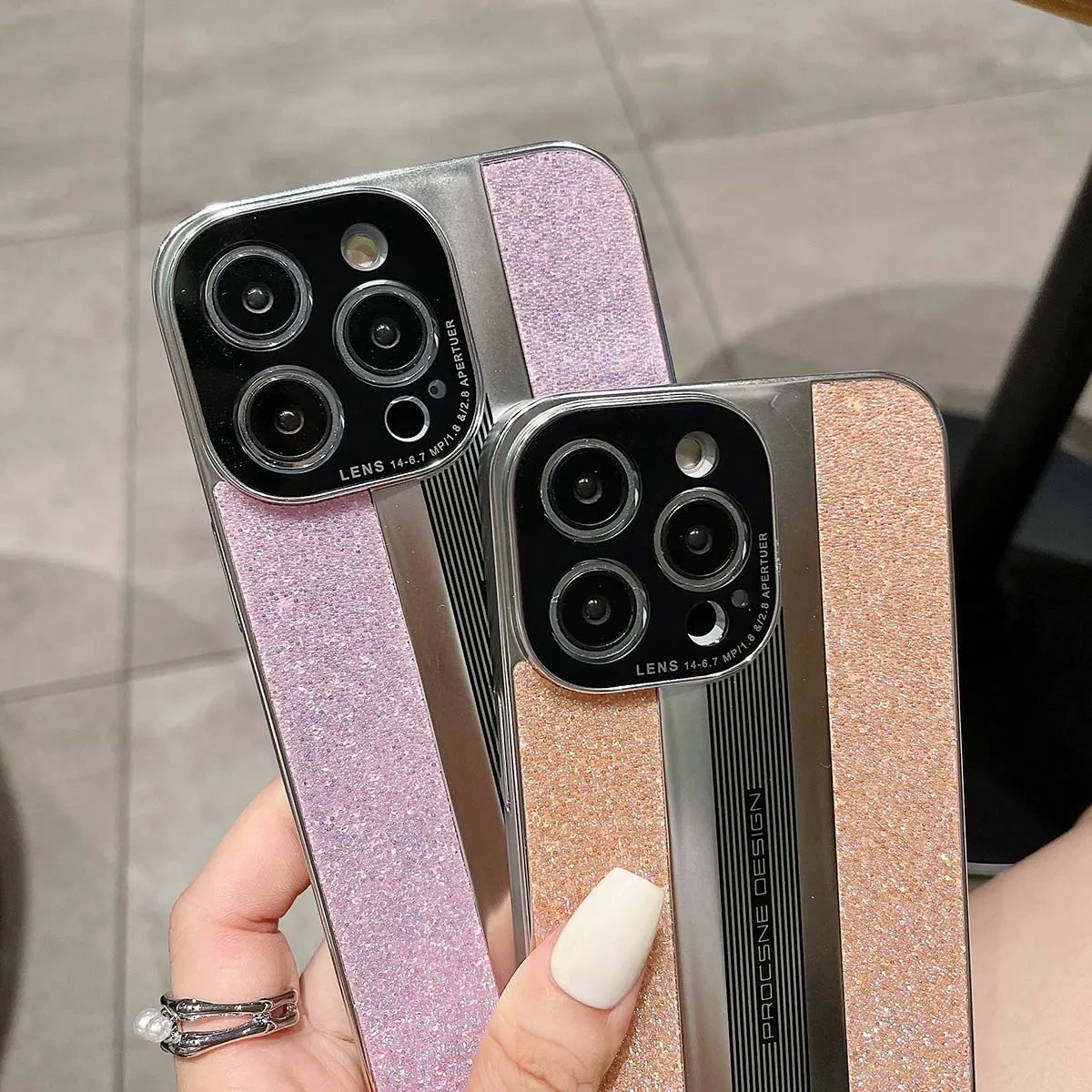 High Quality Luxury Frosted Plating Bling Diamond Covers For iPhone 14 13 Pro Max Shockproof Glitter Gem Phone Protective Case