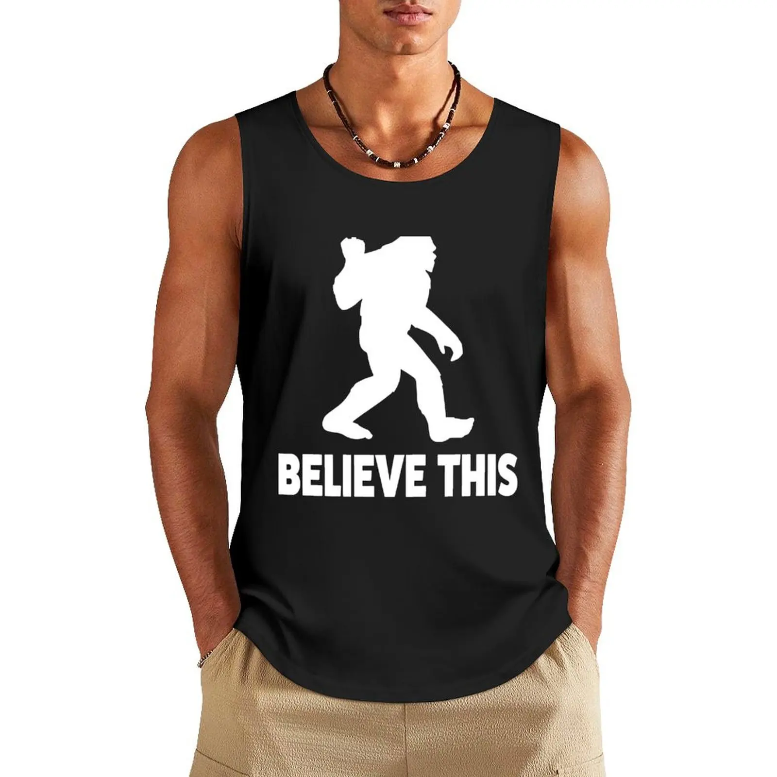 Bigfoot Middle Finger Believe This Sasquatch Забавная майка для спортзала мужчин Мужская спортивная