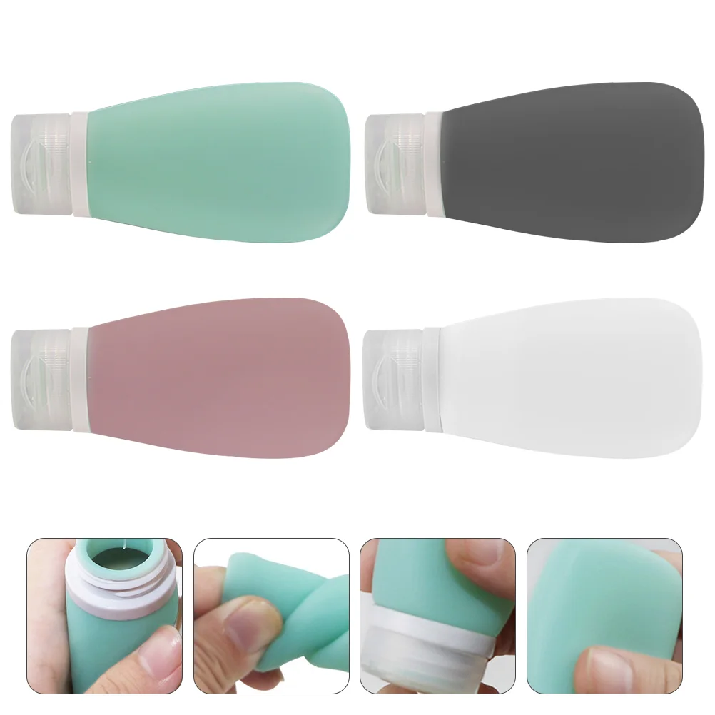 

4 Pcs Silica Gel Bottle Refillable Bottles Emulsion Silicone Storage Containers Makeup Travel Set Subpackaging Lotion