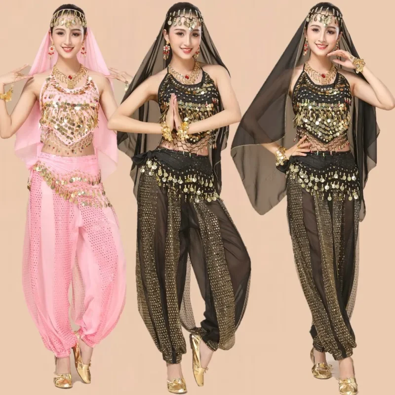 

Adult Bellydance Costume for Women 4pieces Suit Belly Dance Costume Oriental Performance 4pcs set Black Belly Dancing Clothing